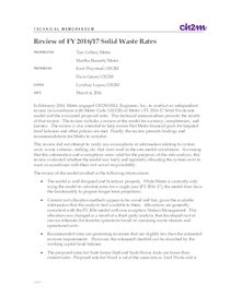 Review of 2016-2017 solid waste disposal charges