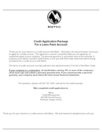 Credit application for MetroPaint