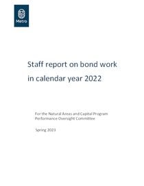 Staff report on bond work in calendar year 2022