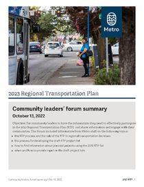 2023 RTP Community leaders forum #2 report