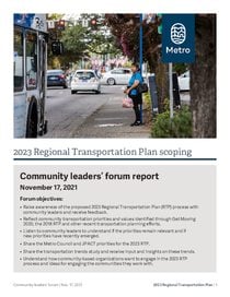 2023 RTP Community leaders forum #1 report