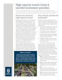 High Capacity Transit factsheet – corridor investment priorities