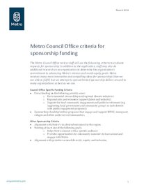 Sponsorship funding criteria for Council Office