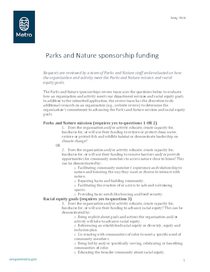Sponsorship funding criteria for Parks and Nature