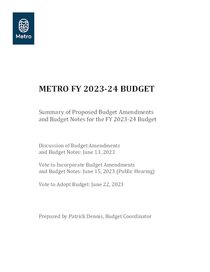 FY 2023-24 summary of proposed budget amendments and budget notes