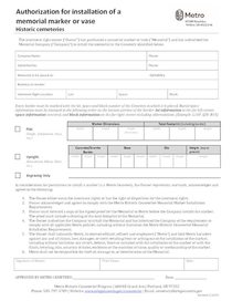 Authorization for installation of a memorial marker or vase