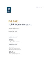 Fall 2021 Solid Waste Forecast Executive Summary