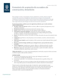 Formulario de aceptación de escombros de construcción y demolición