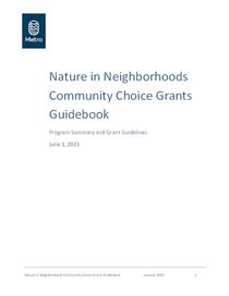 Nature in Neighborhoods community choice grant guidebook 2023
