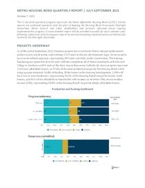 Housing bond quarterly progress report: July to September 2021