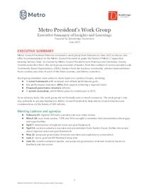 Metro Council President's Work Group Executive Summary of Insights and Learnings