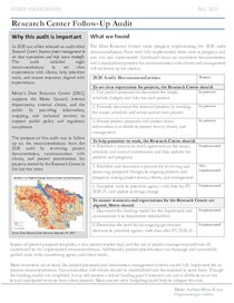 Research Center follow-up audit highlights