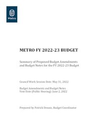 Proposed budget amendments and notes FY 2022-23