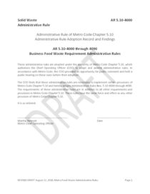 Food scraps: Revised draft administrative rules (Summer 2018)