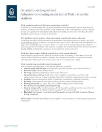 Asbestos FAQ for transfer station customers