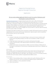 Regional oversight committee description, commitments, and application