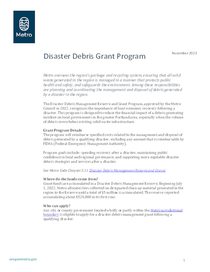 Disaster Debris Grant Program factsheet