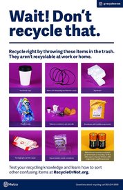 ¡Alto! Estos no van en el contenedor de reciclaje – póster en inglés