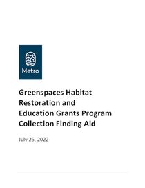Habitat Restoration and Education Grants Program Finding Aid
