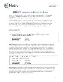 2018-2019 Investment and Innovation Grants