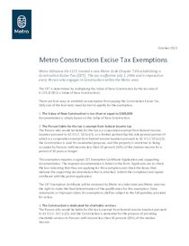 Description of construction excise tax exemptions