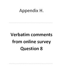 Comment report Appendix H: Comments from online survey question 8