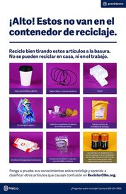 ¡Alto! Estos no van en el contenedor de reciclaje – póster en español