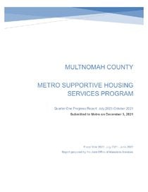 Multnomah County first quarterly progress report (SHS)