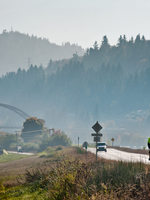 photo of the Sauvie Island Bridge and a cyclist