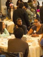 Community members having conversations at Oregon Zoo