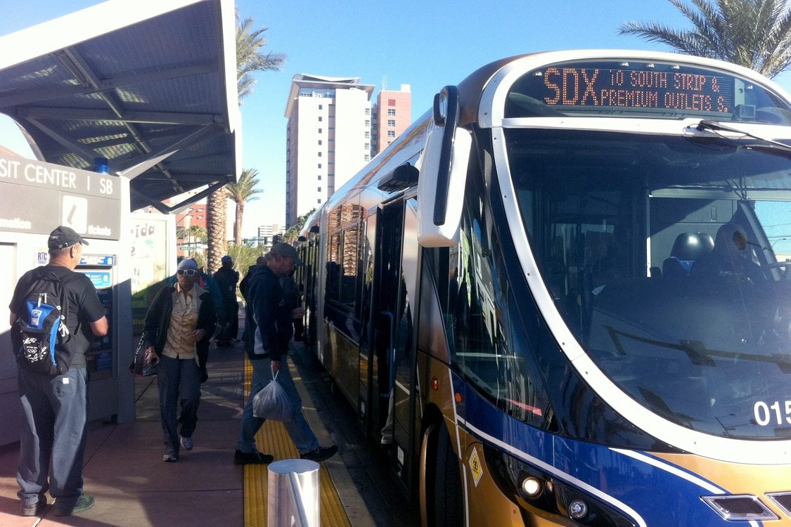 Boarding the SDX BRT bus in Las Vegas