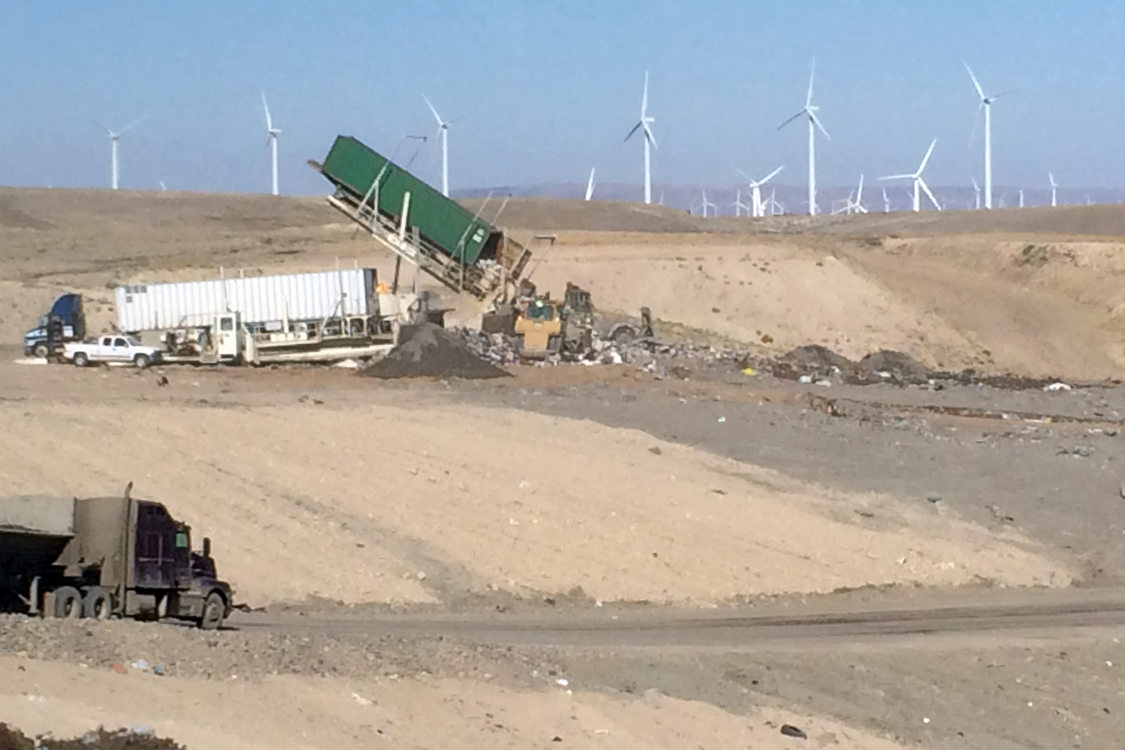 Truck emptying a load at Columbia Ridge