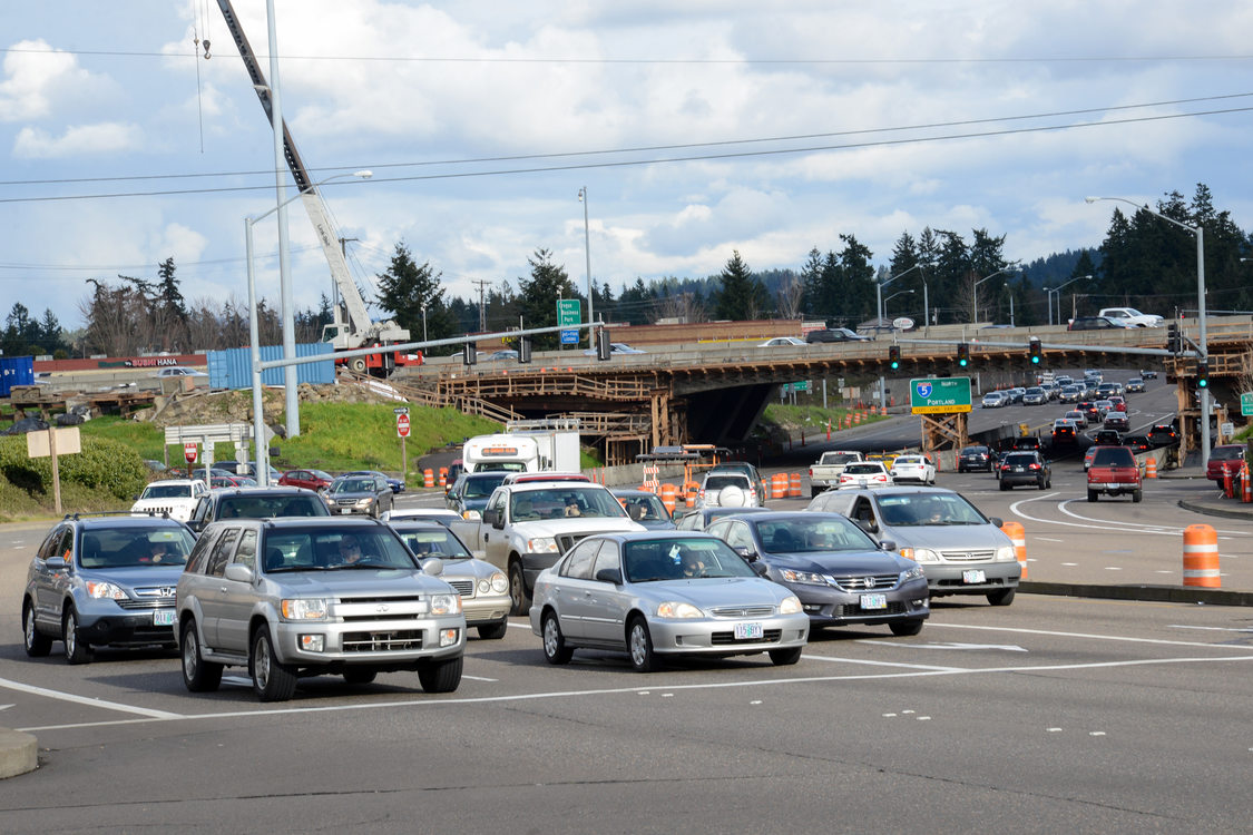 Traffic near Bridgeport Village in Tualatin