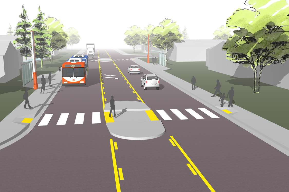 rendering of Gresham transit option