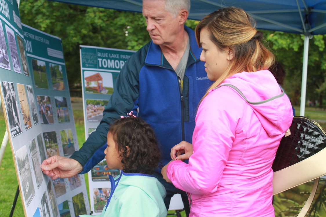 peopel participating in planning outdoors at blue lake park