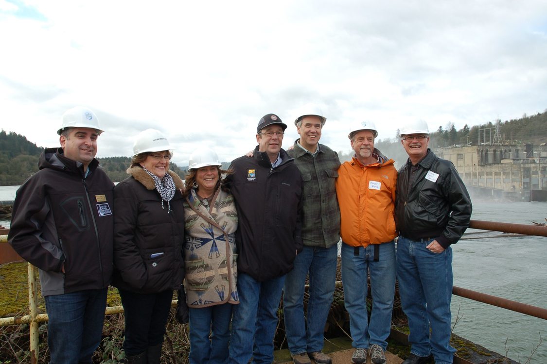 photo of elected officials at Willamette Falls