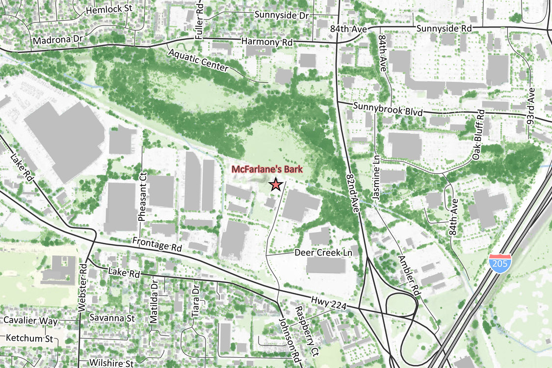 Map of McFarlane's Bark facility location