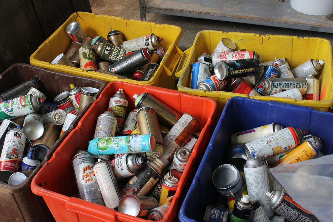 Aerosol cans collected at Metro's Hazardous Waste Facility at the Central Transfer Station.