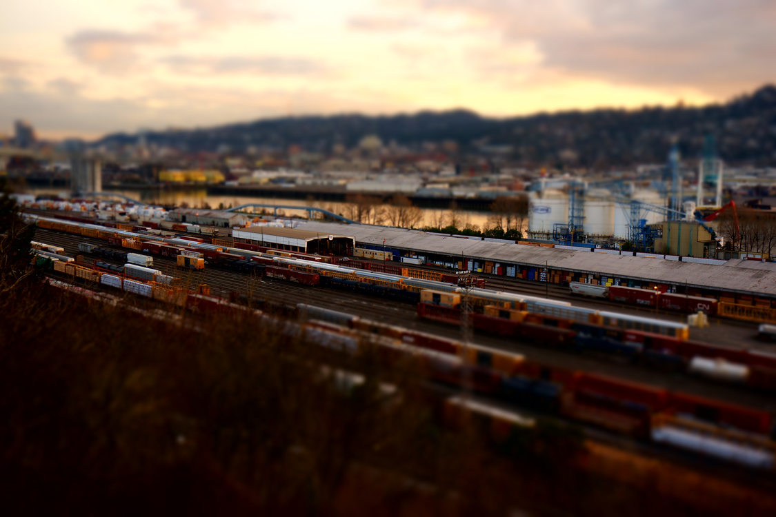 Albina railyards at sunset