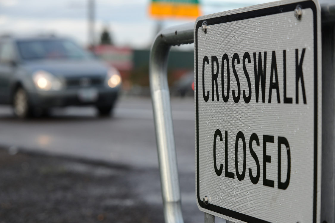 Crosswalk closed sign
