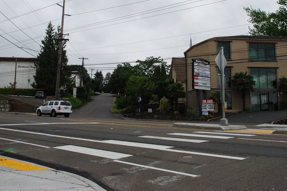 New crosswalks wtih rapid flash beacons, a pedestrian island and ADA ramps.