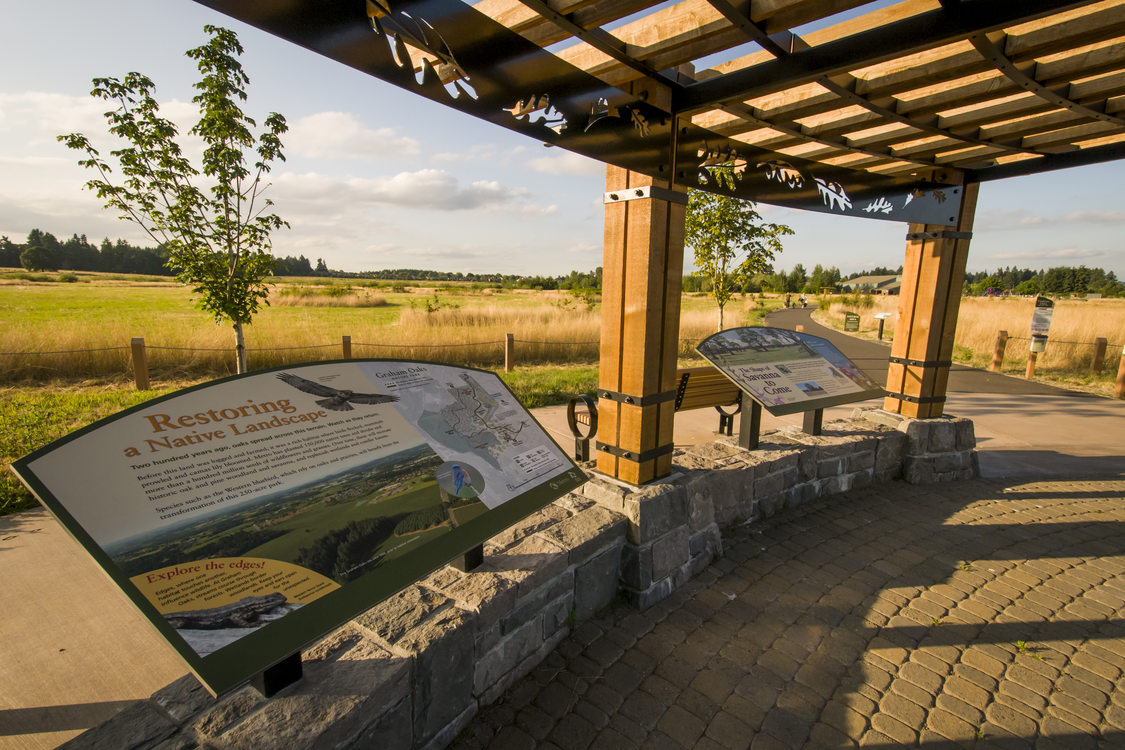 photo of interpretive signage at Graham Oaks