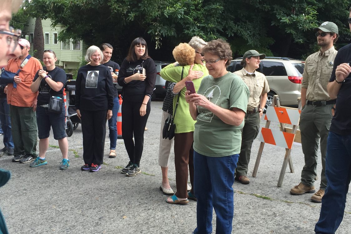 photo of Lone Fir column dedication ceremony