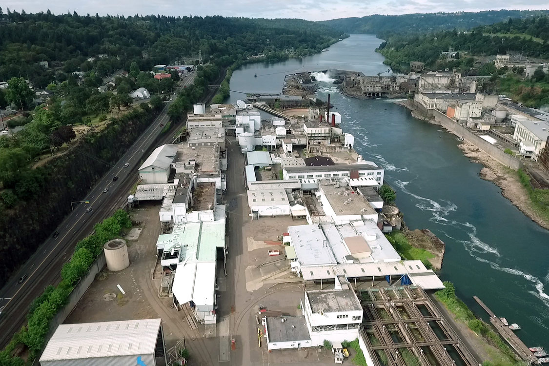 An aerial view of the Blue Heron site in Oregon City.