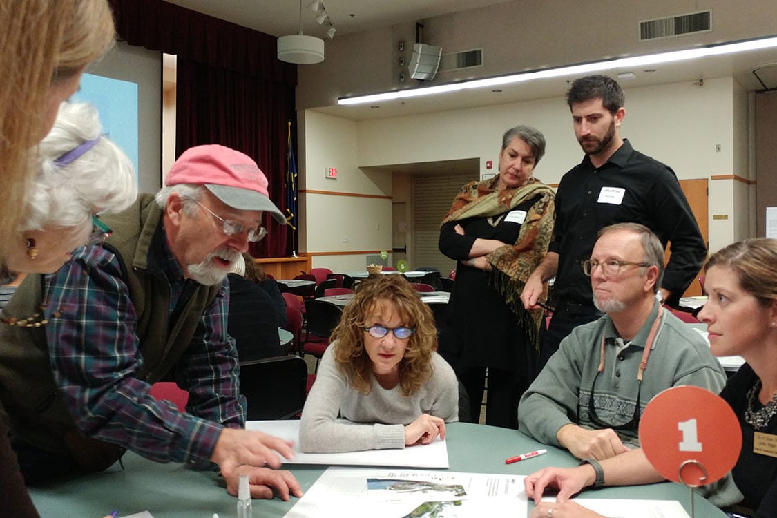 Willamette Falls riverwalk open house workshop small group