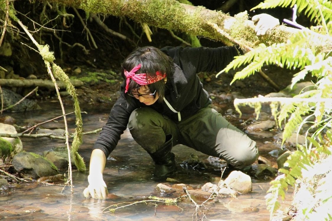 photo of Mae Esquibel, volunteer amphibian egg mass monitor