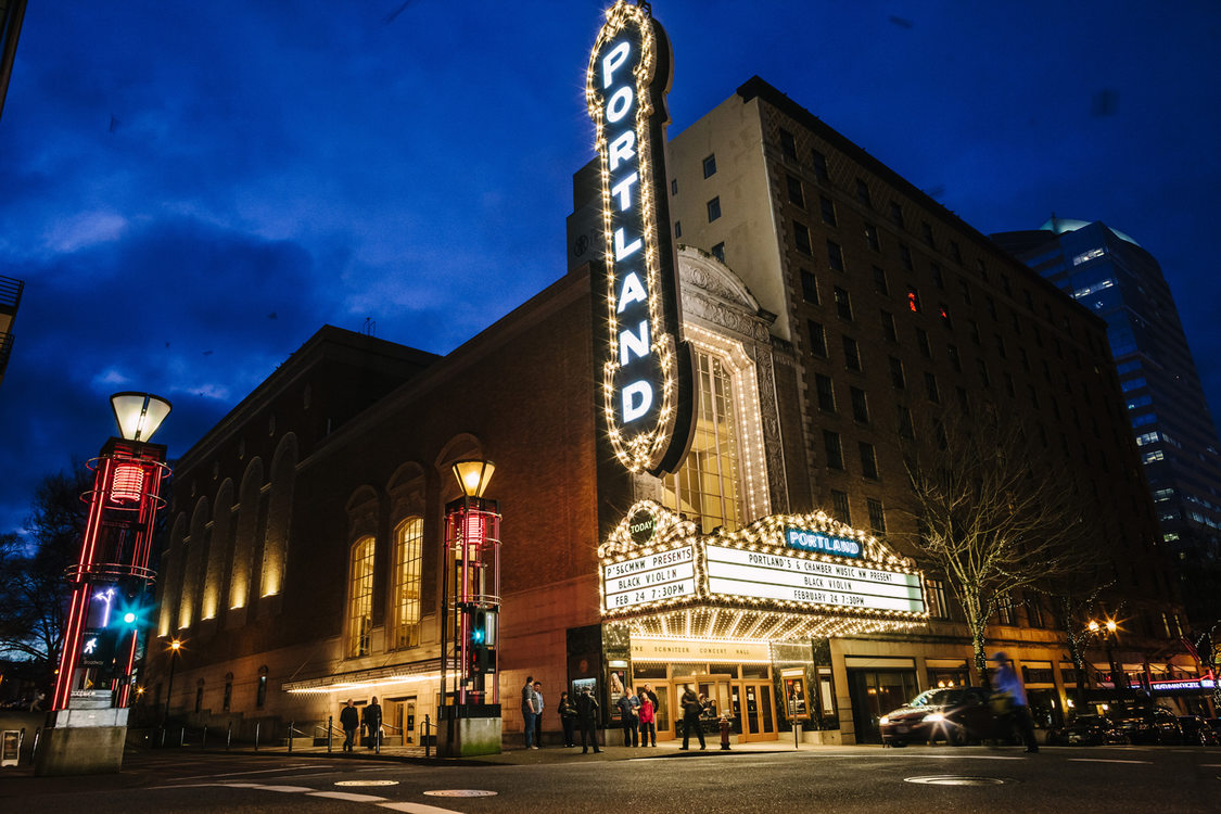 The “Portland” sign at the Arlene Schnitzer Concert Hall