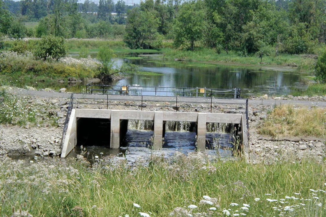 photo of water control structure at Smith and Bybee Wetlands Natural Area