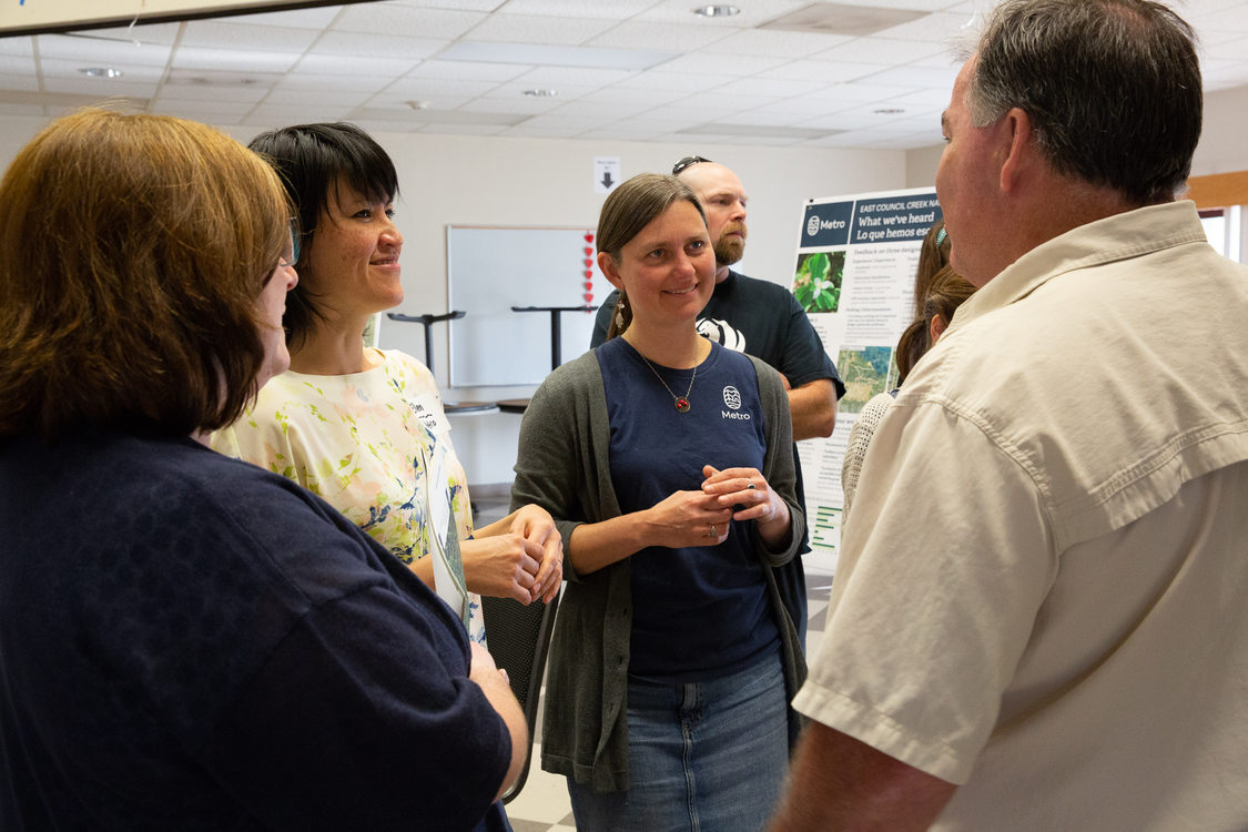 Cornelius residents discuss plans for public access to East Council Creek at an open house