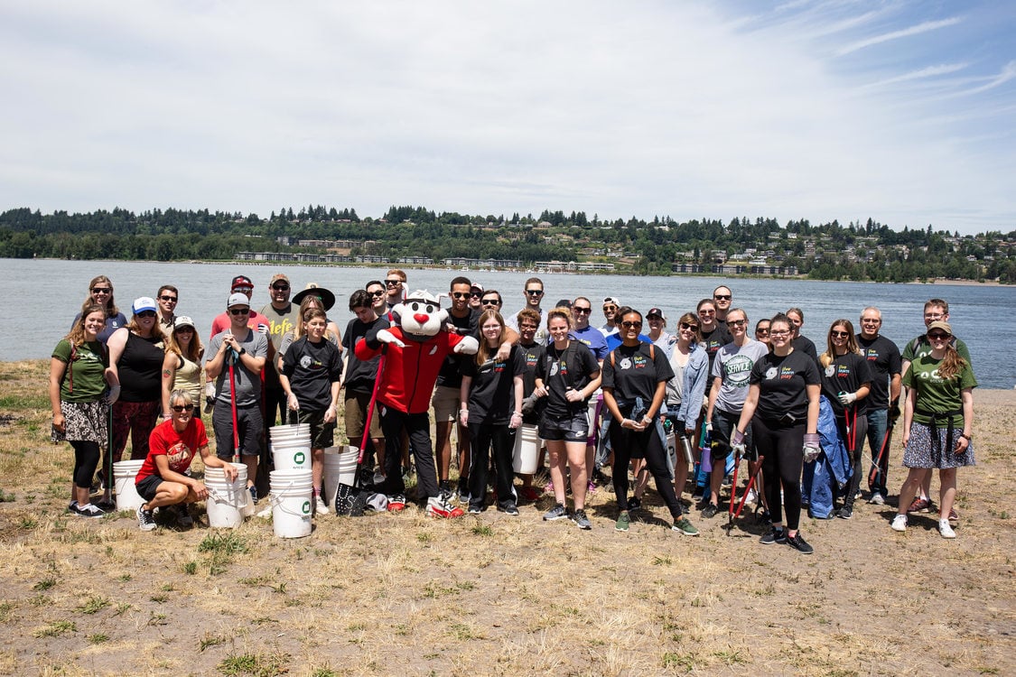 A group photo of volunteers for the Broughton Beach clean-up day